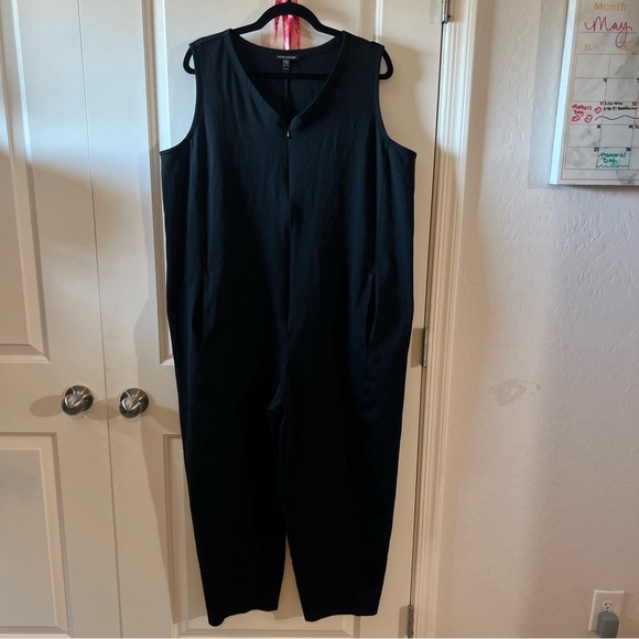 Eileen Fisher Zip Front Cotton Blend Ponte Lantern Jumpsuit - Picture 2 of 10